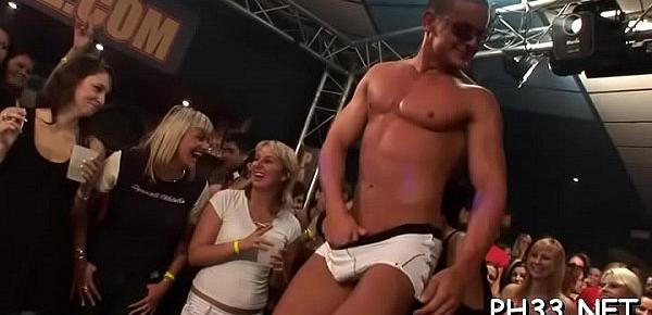 Blond cute waiter leaking puss